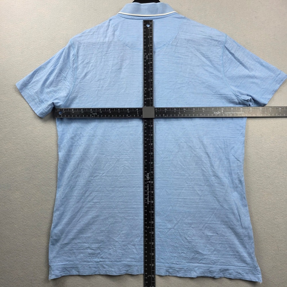 Hugo Boss Mens Light Blue Slub Knit Polo Shirt Regular Fit Short Sleeve Size L - Picture 6 of 8